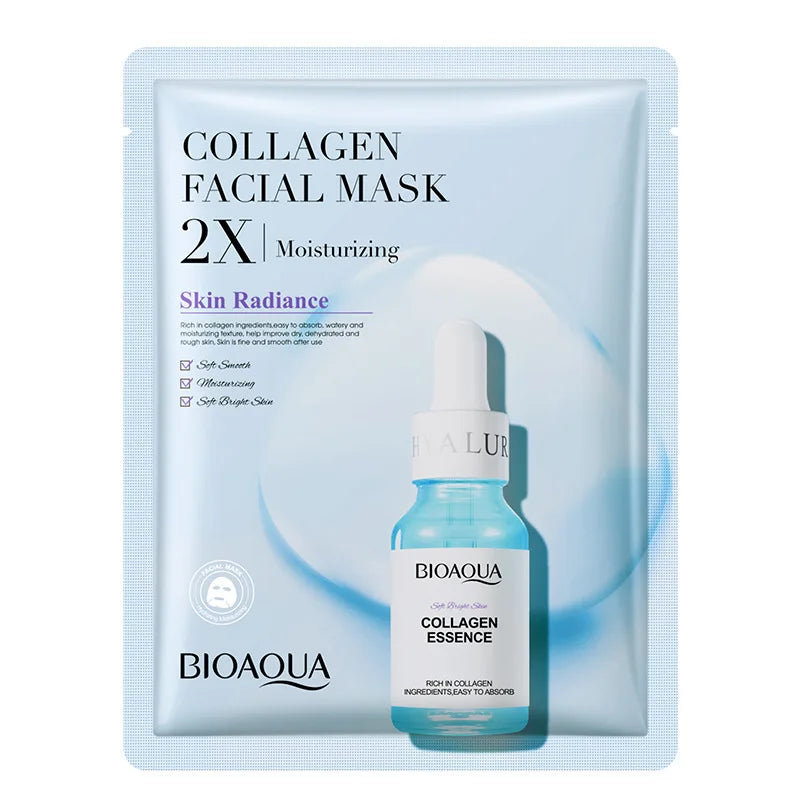 20pcs BIOAQUA Centella Collagen Face Mask VC Moisturizing Refreshing Sheet Masks Hyaluronic Acid Facial Mask Skin Care Products