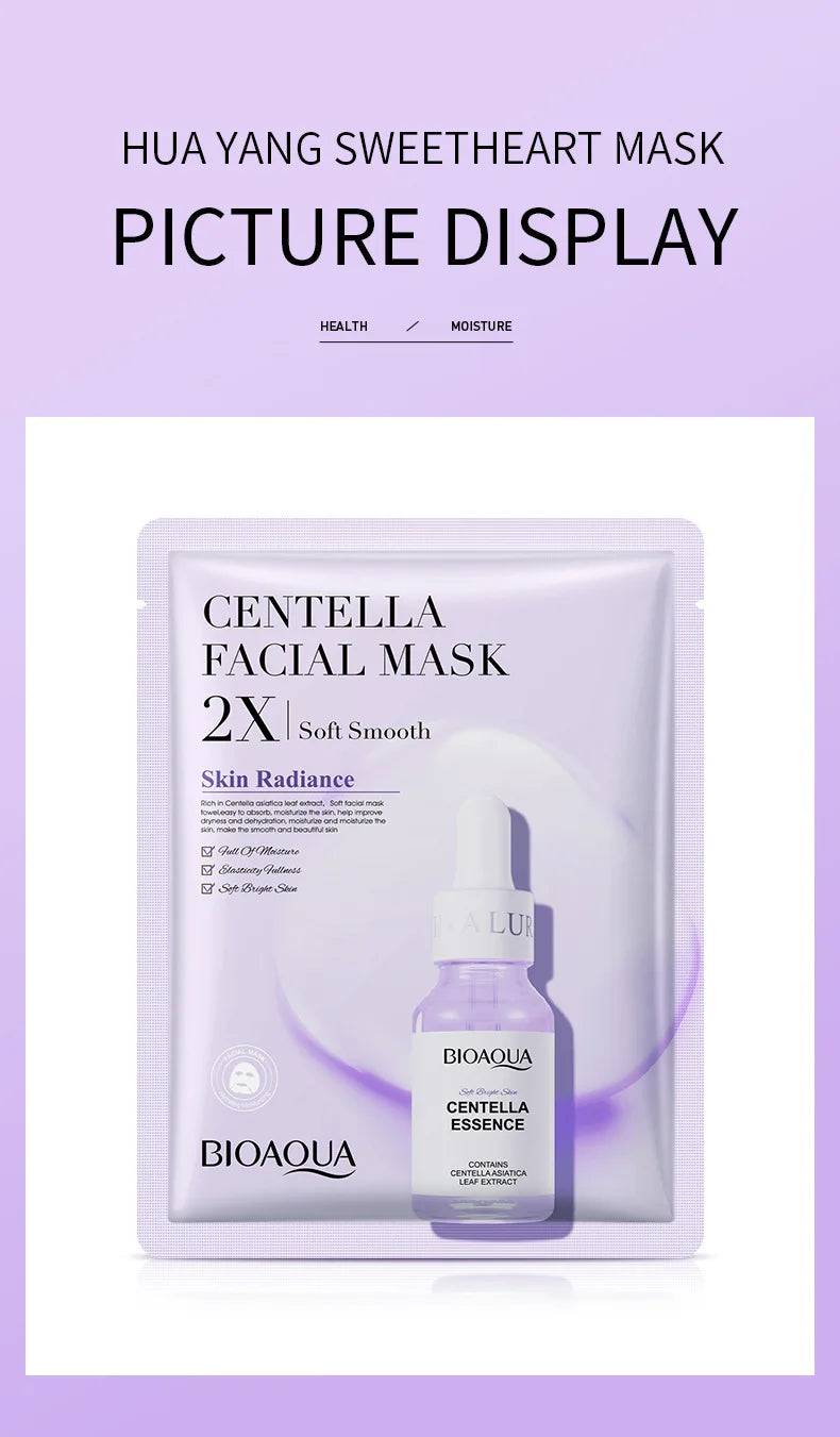 20pcs BIOAQUA Centella Collagen Face Mask VC Moisturizing Refreshing Sheet Masks Hyaluronic Acid Facial Mask Skin Care Products