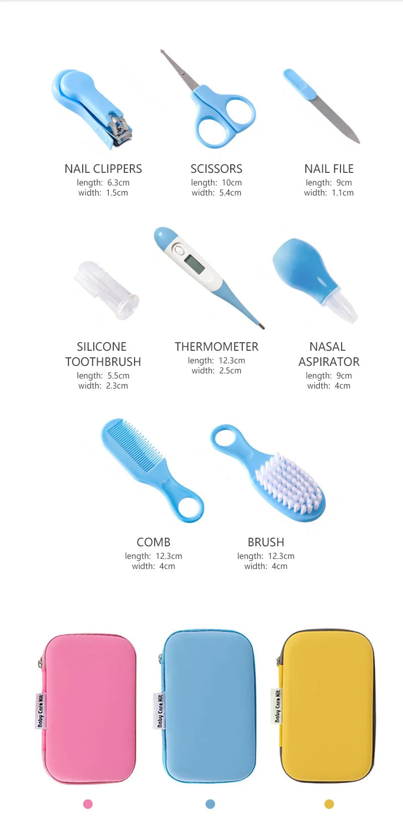 Newborn 8pcs/set Baby Health Care Nail Hair Thermometer Grooming Brush Kit Care Baby Essentials Newborn Material Safety