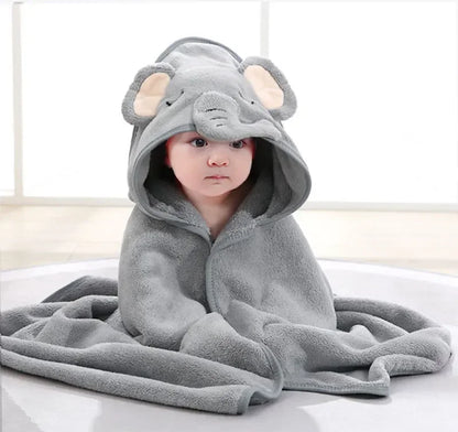 Cartoon Animal Baby Bath Towel Newborn Girl Boy Wrap Blanket Absorbent Baby Bathrobe Hooded Coral Fleece Bath Towels 0-12 Months
