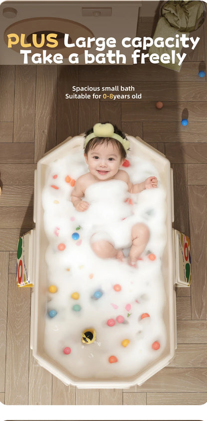 Baby Shower Basin, Large size, 0-5Year Old Children's Folding Bathtub, Baby Can Sit and Lie down, Newborn Integrated Bathtub