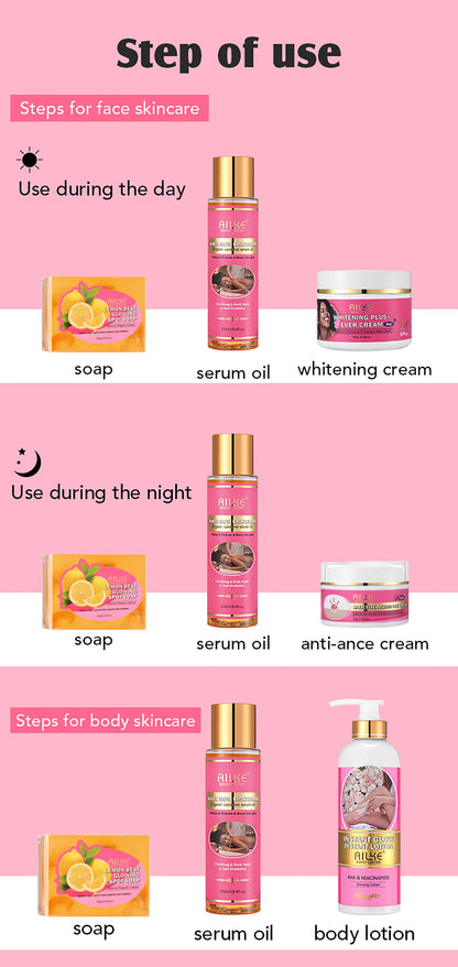AILKE Natural Skin Cleansing Set, Cleanses Darkness, Stains, Moisturizes, Lightening, Smooth, Improve Rough and Dry Skin