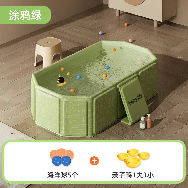 Baby Shower Basin, Large size, 0-5Year Old Children's Folding Bathtub, Baby Can Sit and Lie down, Newborn Integrated Bathtub