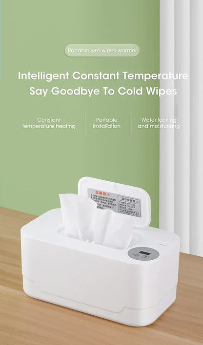 Baby Wipe Warmer Heater with LED Display Wet Towel Dispenser Portable USB Charge Baby Wipe Warmer Napkin Heating Box Home/Car