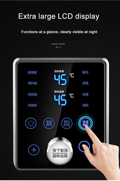 Multi function Baby Bottle Warmer Heater Sterilizer 8-in-1 Fast Milk Warmer with Timer Breast Milk or Formula Fits 2 Bottles