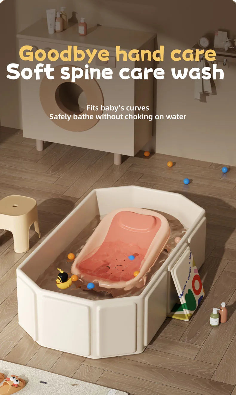 Baby Shower Basin, Large size, 0-5Year Old Children's Folding Bathtub, Baby Can Sit and Lie down, Newborn Integrated Bathtub
