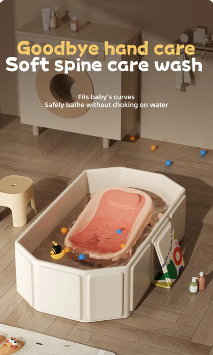 Baby Shower Basin, Large size, 0-5Year Old Children's Folding Bathtub, Baby Can Sit and Lie down, Newborn Integrated Bathtub