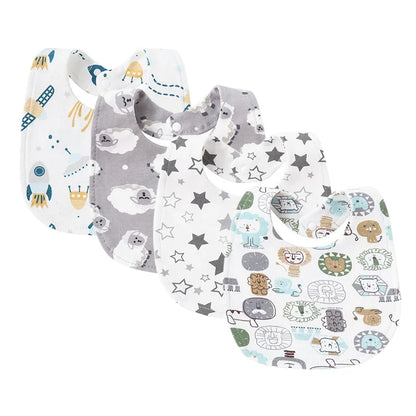 4Pcs Baby Bibs Burp Clothes Cotton Newborn Bibs for Girls Boys Baby Stuff Infant Accessories Toddler Saliva Towels Baby Care