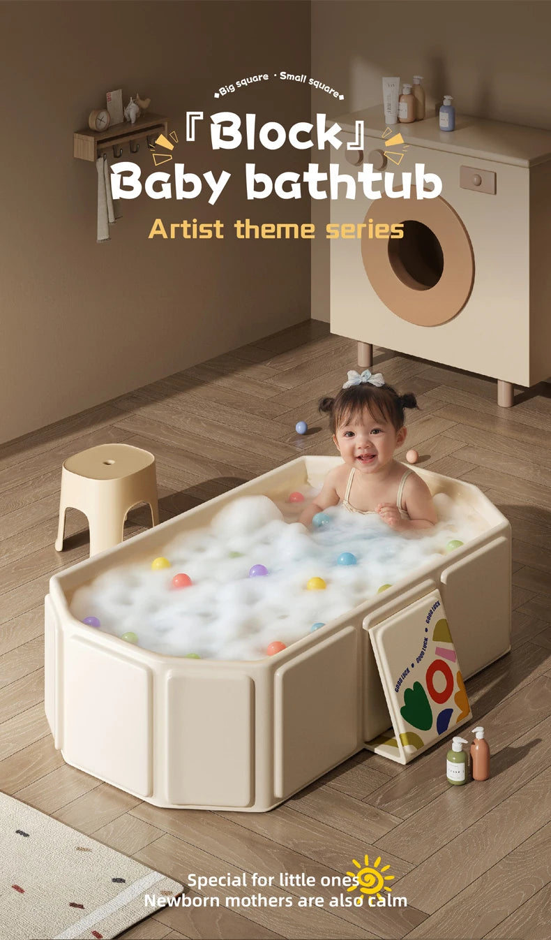 Baby Shower Basin, Large size, 0-5Year Old Children's Folding Bathtub, Baby Can Sit and Lie down, Newborn Integrated Bathtub